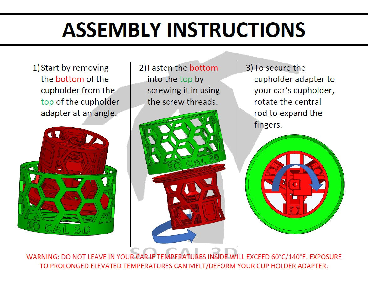 DIGITAL DOWNLOAD | Cup Holder Adapter - STL files and PDF Instructions